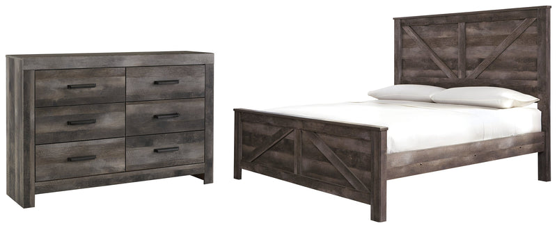 Wynnlow King Crossbuck Panel Bed with Dresser in Gray - PKG000722