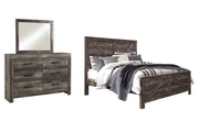 Wynnlow King Crossbuck Panel Bed with Mirrored Dresser in Gray - PKG005135
