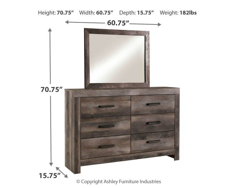 Wynnlow King Panel Bed with Mirrored Dresser and 2 Nightstands in Gray - PKG005683