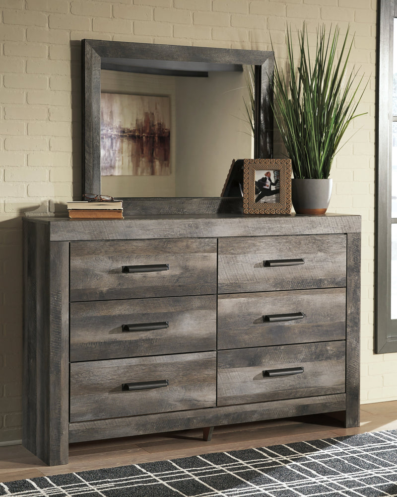 Wynnlow King Panel Bed with Mirrored Dresser and 2 Nightstands in Gray - PKG005683
