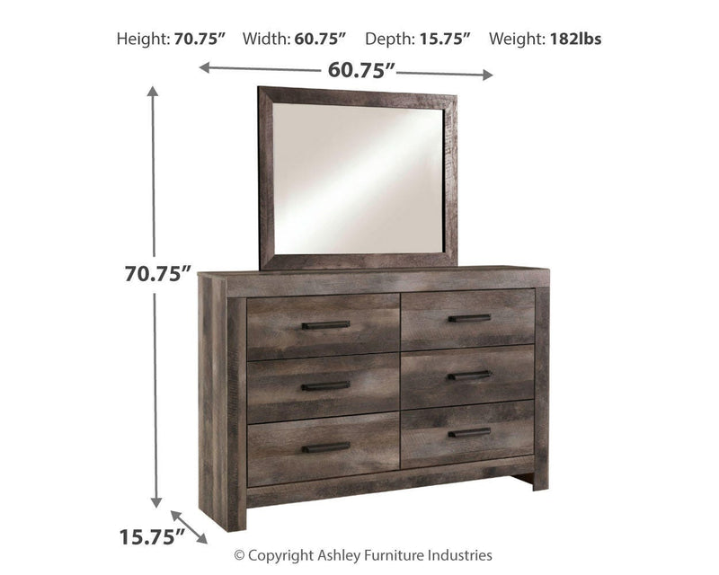 Wynnlow King Panel Bed with Mirrored Dresser and Chest in Gray - PKG005691