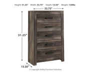 Wynnlow King Panel Bed with Mirrored Dresser and Chest in Gray - PKG005691