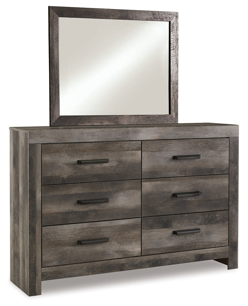 Wynnlow King Panel Bed with Mirrored Dresser and Nightstand in Gray - PKG014054