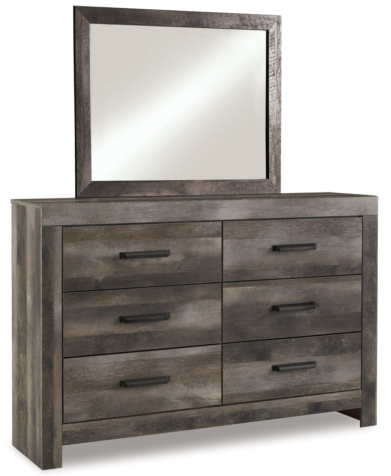 Wynnlow King Panel Bed with Mirrored Dresser in Gray - PKG005146