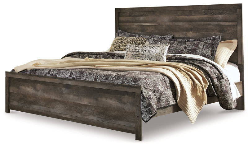 Wynnlow King Panel Bed with Mirrored Dresser in Gray - PKG005146