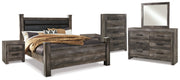 Wynnlow King Poster Bed with Mirrored Dresser and 2 Nightstands in Gray - PKG005682