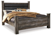 Wynnlow King Poster Bed with Mirrored Dresser, Chest and Nightstand in Gray - PKG005698