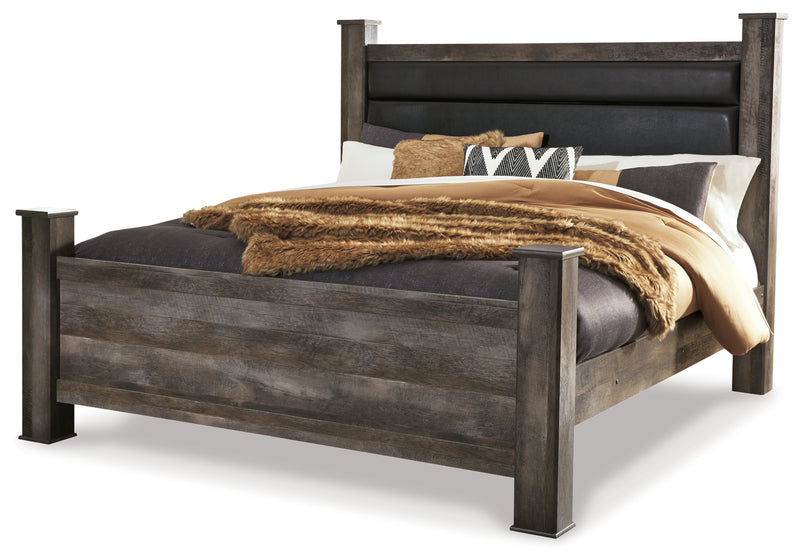 Wynnlow King Poster Bed with Mirrored Dresser in Gray - PKG005143