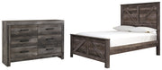 Wynnlow Queen Crossbuck Panel Bed with Dresser in Gray - PKG000721