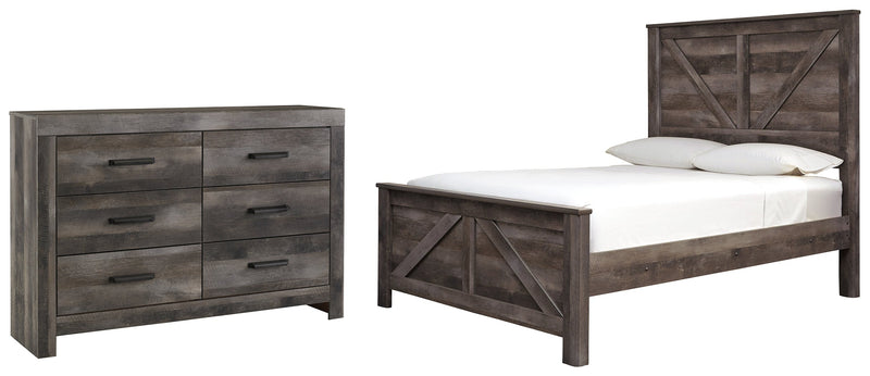 Wynnlow Queen Crossbuck Panel Bed with Dresser in Gray - PKG000721