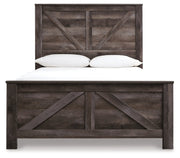 Wynnlow Queen Crossbuck Panel Bed with Mirrored Dresser, Chest and 2 Nightstands in Gray - PKG006369