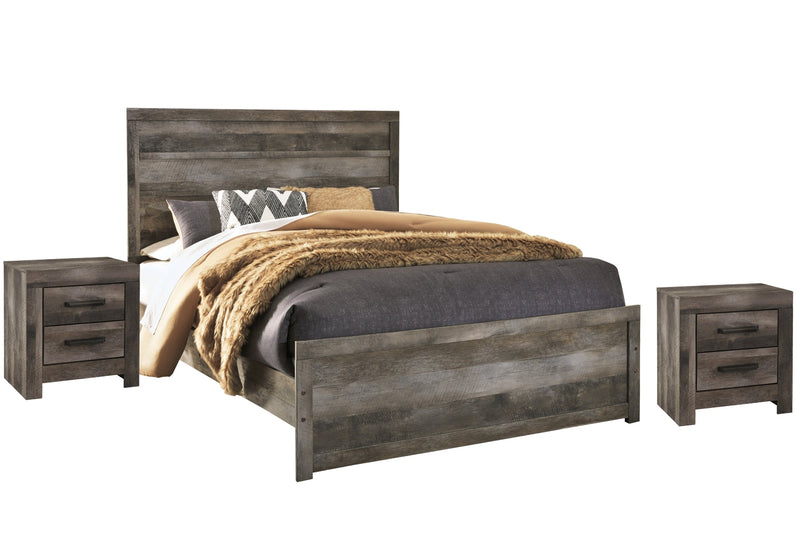 Wynnlow Queen Panel Bed with 2 Nightstands in Gray - PKG000718
