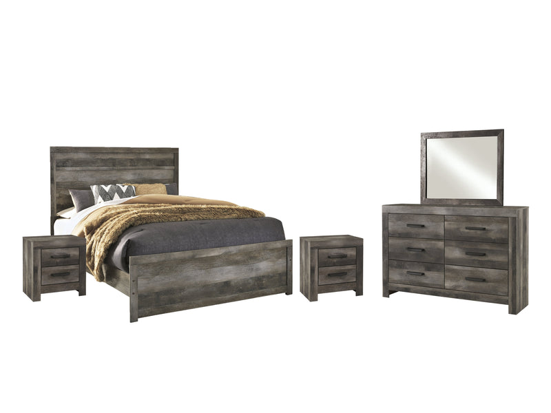 Wynnlow Queen Panel Bed with Mirrored Dresser and 2 Nightstands in Gray - PKG005402