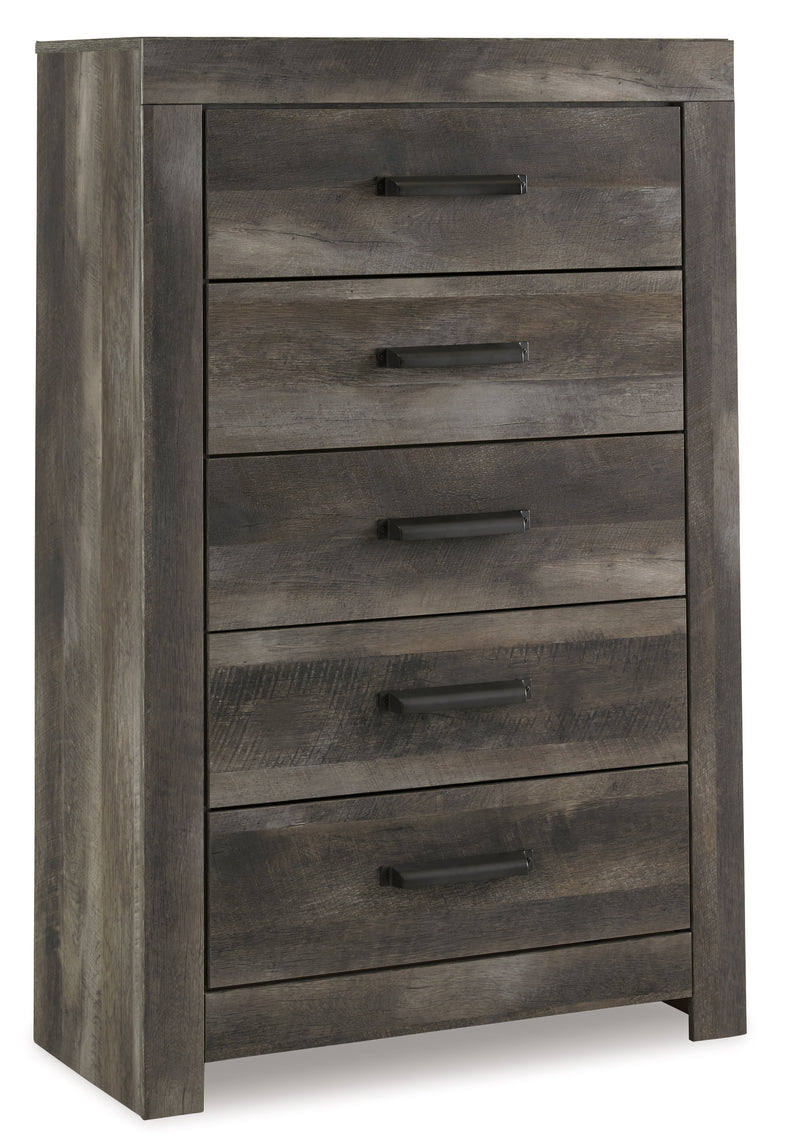 Wynnlow Queen Panel Bed with Mirrored Dresser and Chest in Gray - PKG005404