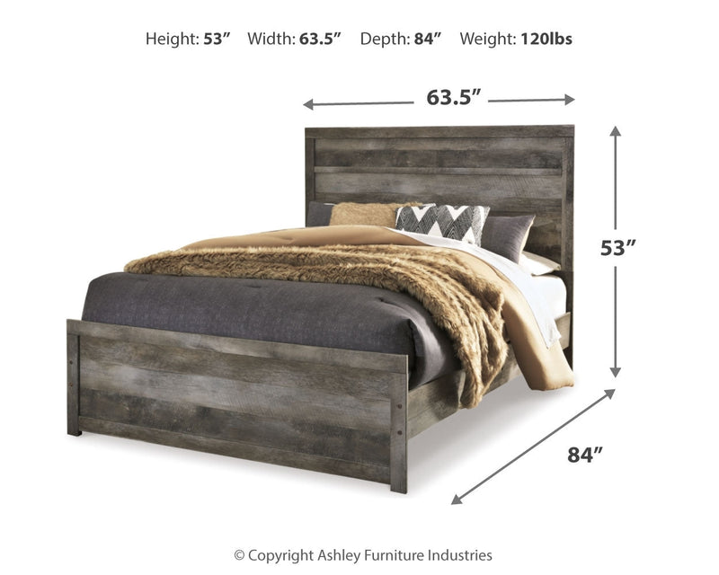 Wynnlow Queen Panel Bed with Mirrored Dresser and Nightstand in Gray - PKG014053