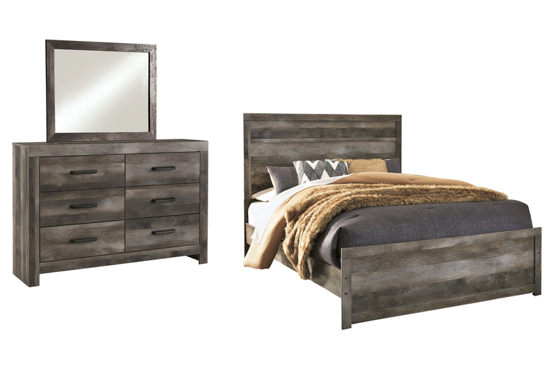 Wynnlow Queen Panel Bed with Mirrored Dresser in Gray - PKG005138