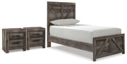 Wynnlow Twin Crossbuck Panel Bed and 2 Nightstands - B440B46