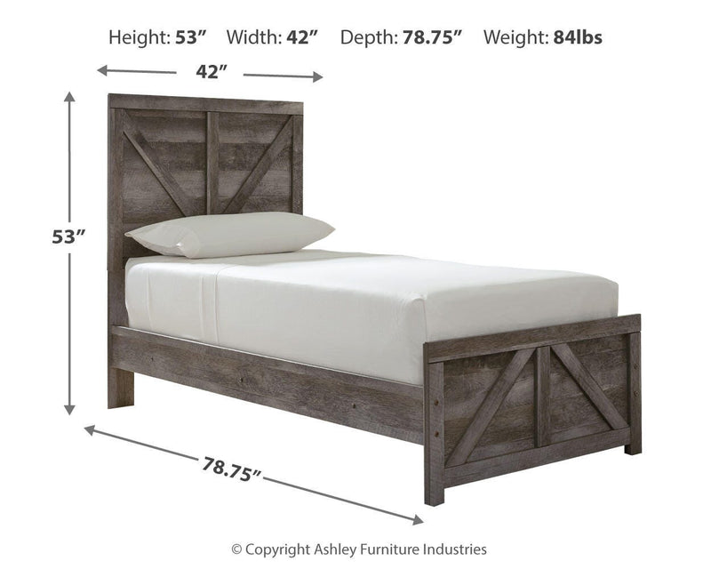 Wynnlow Twin Crossbuck Panel Bed and 2 Nightstands - B440B46