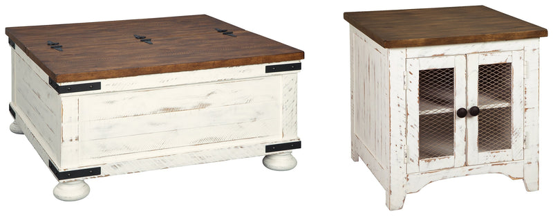 Wystfield Coffee Table with 1 End Table in White/Brown - PKG008785