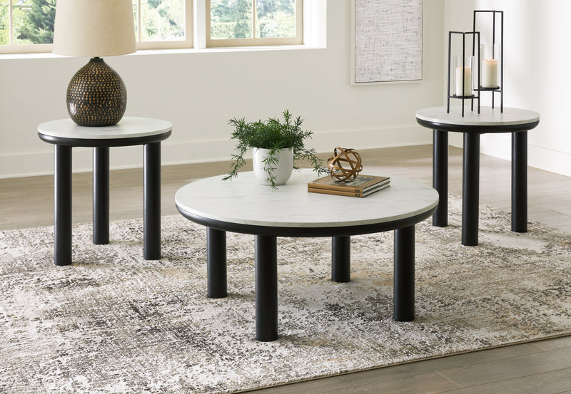 Xandrum Black/White Table (Set of 3) - T159-13