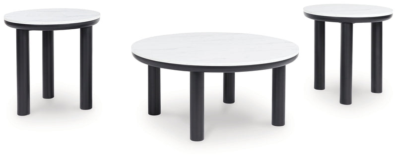 Xandrum Black/White Table (Set of 3) - T159-13