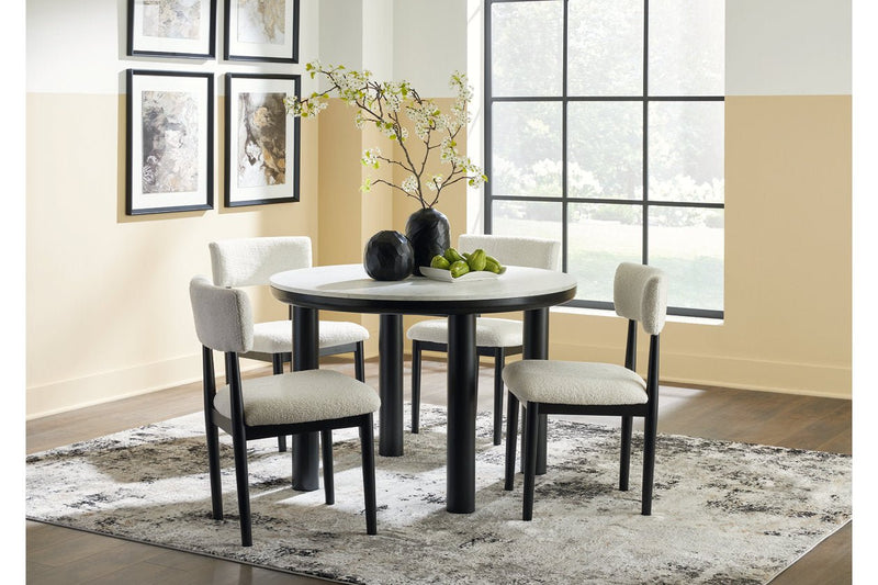 Xandrum Black/White Dining Table and 4 Chairs - Gate FurnitureDining Room Set