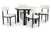 Xandrum Black/White Dining Table and 4 Chairs - Gate FurnitureDining Room Set