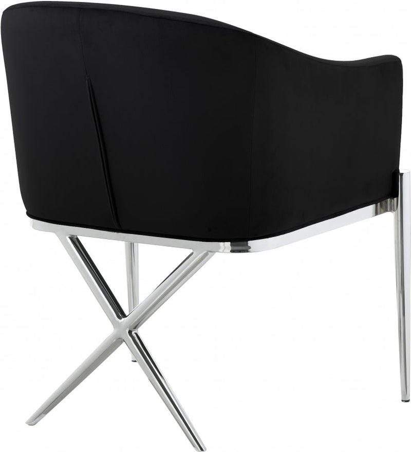 Xavier Velvet Upholstered Dining Chair in Black - 762Black-C