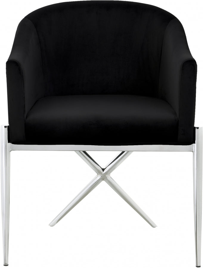 Xavier Velvet Upholstered Dining Chair in Black - 762Black-C