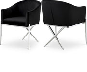 Xavier Velvet Upholstered Dining Chair in Black - 762Black-C