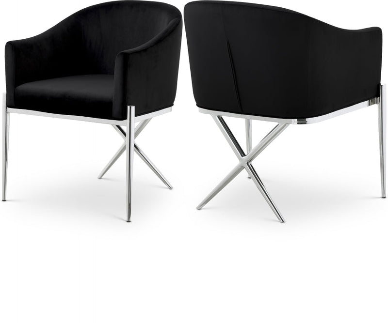 Xavier Velvet Upholstered Dining Chair in Black - 762Black-C