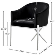 Xavier Velvet Upholstered Dining Chair in Black - 762Black-C