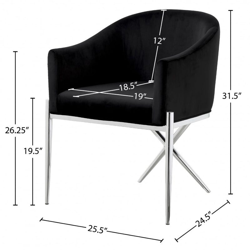 Xavier Velvet Upholstered Dining Chair in Black - 762Black-C