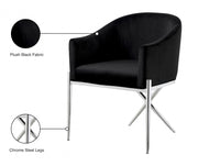 Xavier Velvet Upholstered Dining Chair in Black - 762Black-C