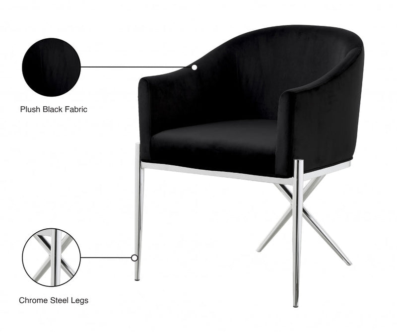 Xavier Velvet Upholstered Dining Chair in Black - 762Black-C