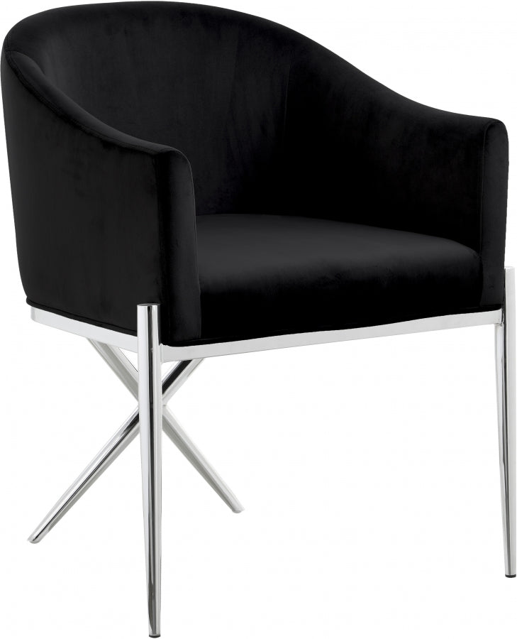 Xavier Velvet Upholstered Dining Chair in Black - 762Black-C