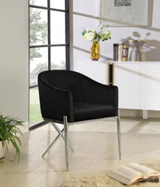 Xavier Velvet Upholstered Dining Chair in Black - 762Black-C