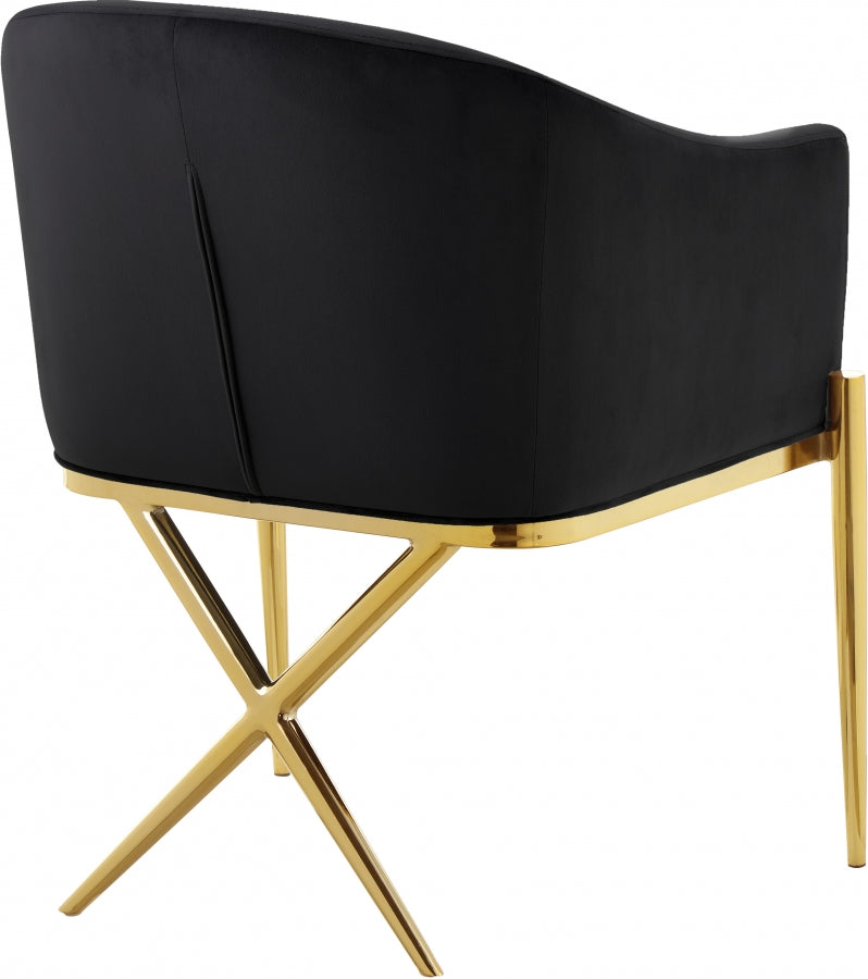 Xavier Velvet Upholstered Dining Chair in Black - 763Black-C