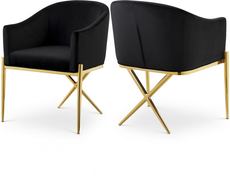 Xavier Velvet Upholstered Dining Chair in Black - 763Black-C