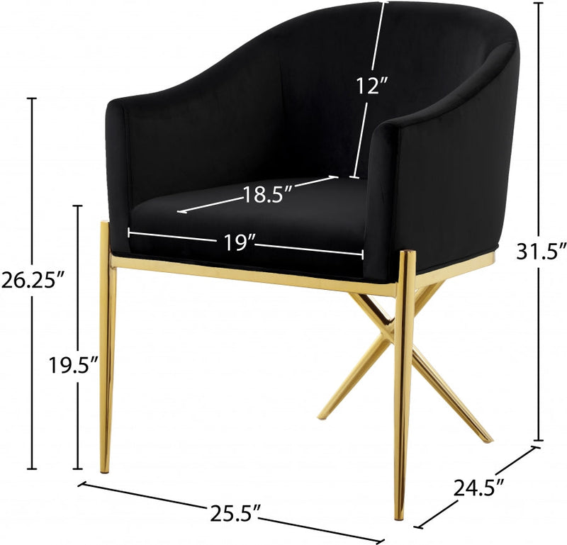 Xavier Velvet Upholstered Dining Chair in Black - 763Black-C