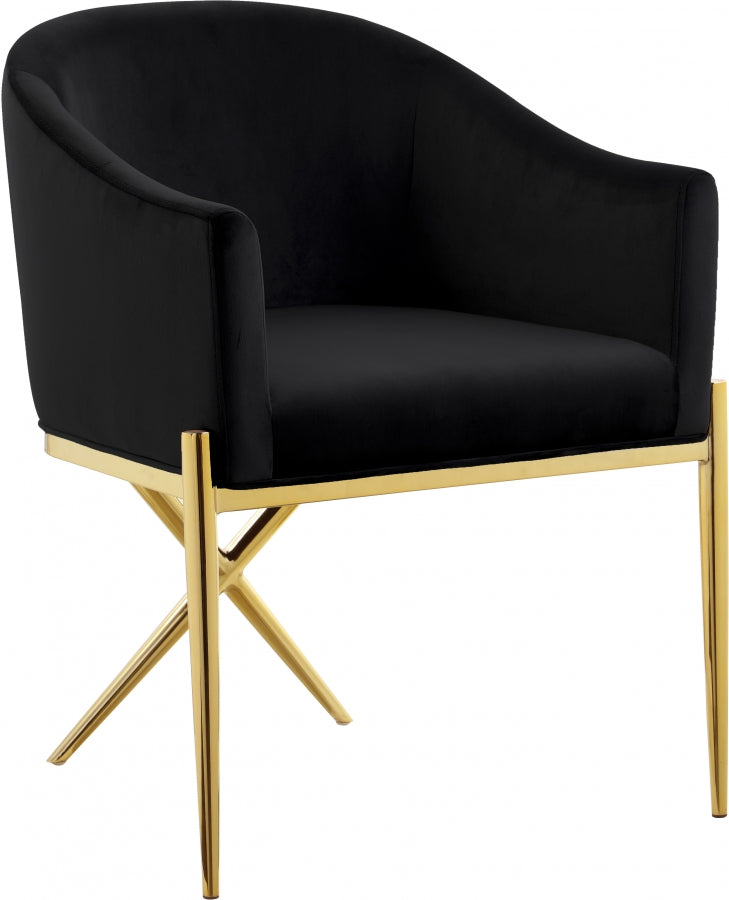 Xavier Velvet Upholstered Dining Chair in Black - 763Black-C