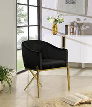 Xavier Velvet Upholstered Dining Chair in Black - 763Black-C