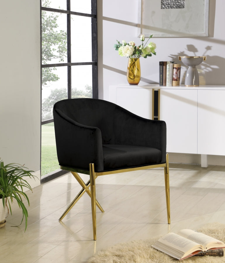 Xavier Velvet Upholstered Dining Chair in Black - 763Black-C