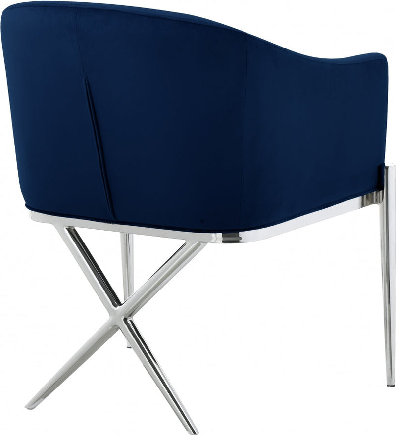 Xavier Velvet Upholstered Dining Chair in Blue - 762Navy-C
