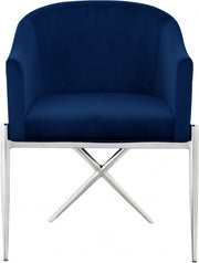 Xavier Velvet Upholstered Dining Chair in Blue - 762Navy-C