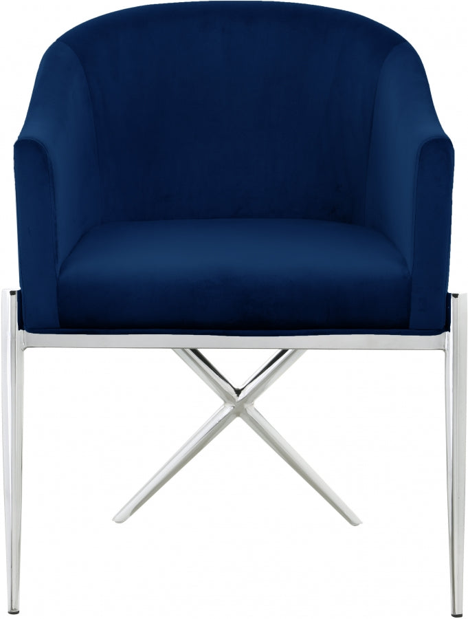 Xavier Velvet Upholstered Dining Chair in Blue - 762Navy-C