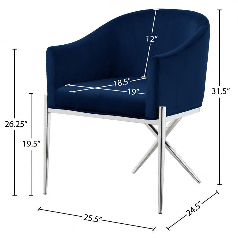 Xavier Velvet Upholstered Dining Chair in Blue - 762Navy-C