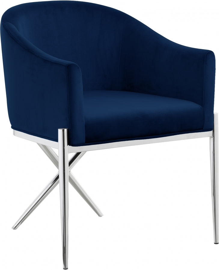 Xavier Velvet Upholstered Dining Chair in Blue - 762Navy-C