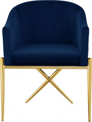 Xavier Velvet Upholstered Dining Chair in Blue - 763Navy-C