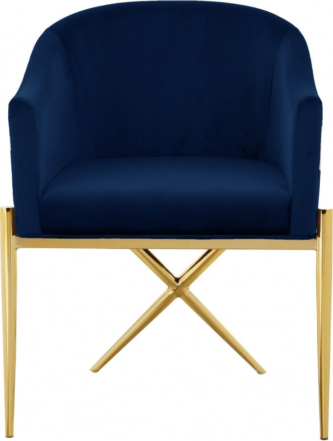 Xavier Velvet Upholstered Dining Chair in Blue - 763Navy-C
